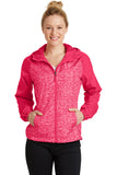 VA Sport-Tek® Ladies Heather Colorblock Raglan Hooded Wind Jacket